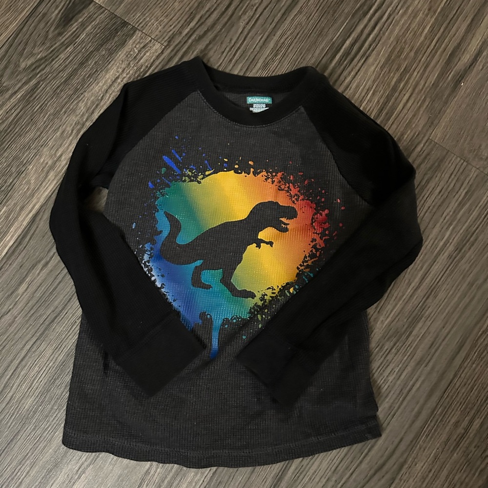 Kids Dinosaur Graphic Long Sleeve Shirt - Black